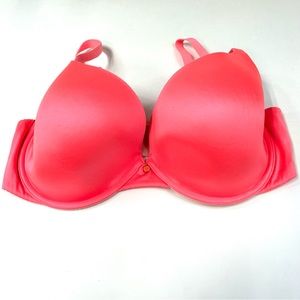 The Showstopper Victorias Secret 36DD Lined Demi Bra Solid Pink Underwire #1765